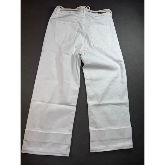AG Adriano Goldschmied Saige Wide Leg Crop White Jeans Japanese Fabric NWT Sz 31